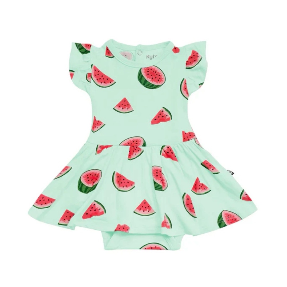 Kyte Baby Twirl Bodysuit Dress in Watermelon